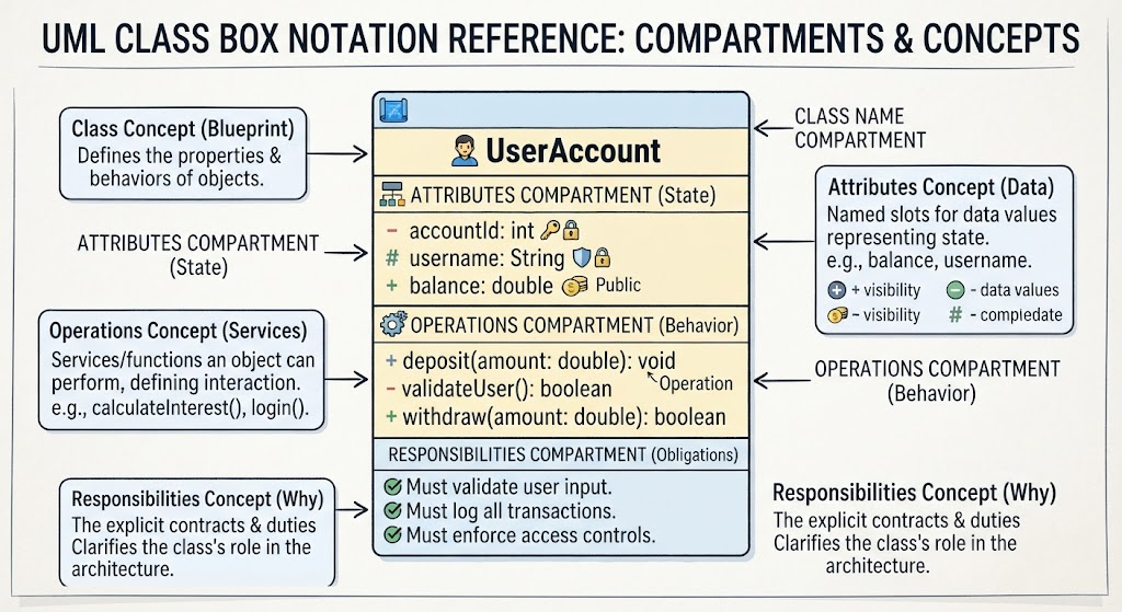 UML Class Box Notation Reference: Compartments & Concepts | Visual Paradigm UML Tool