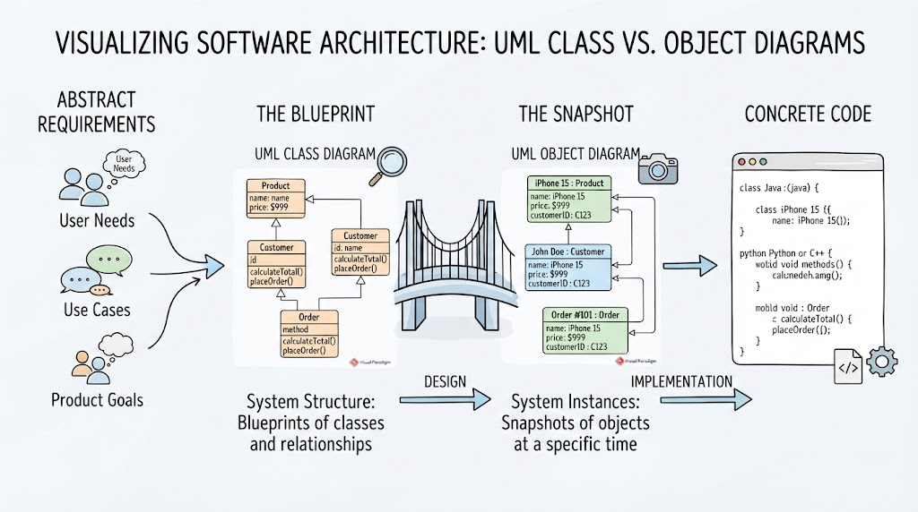 Visualizing Software Architecture: UML Class vs. Object Diagrams | Visual Paradigm Free UML Tool